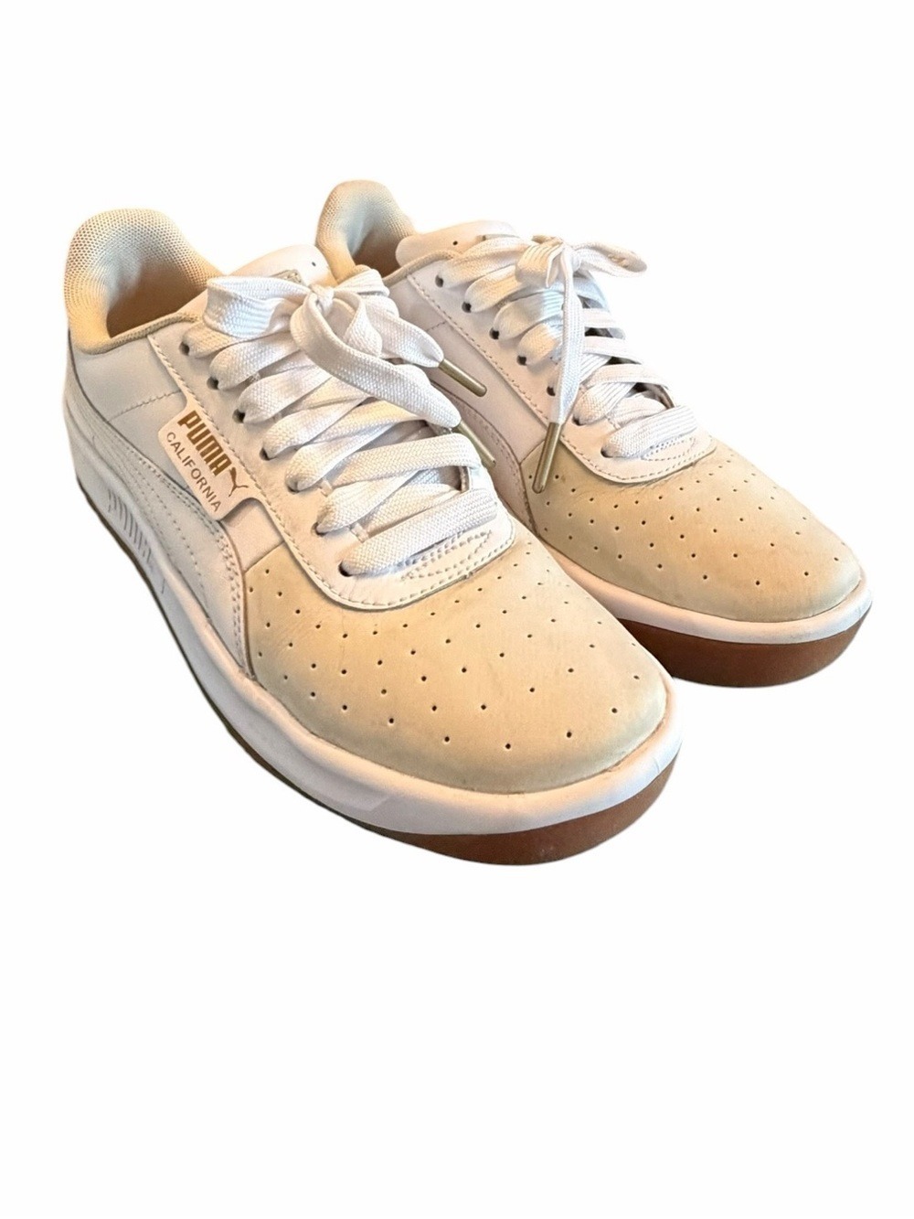 Puma California Exotic Lifestyle Sneakers Retro Whisper White Cream Gold Size 7